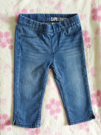 spodnie spodenki jeansowe dżinsowe h&m lato r. 92 - 98 capri za kolano