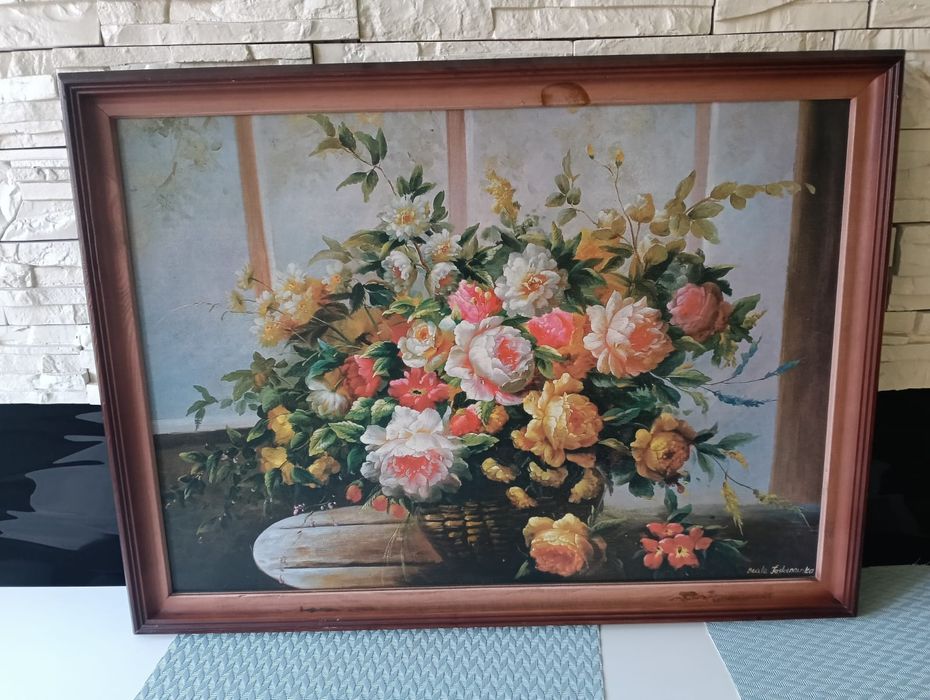 Obraz przedstawiający kwiaty w wazonie