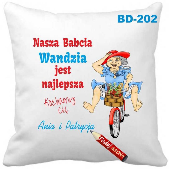 Poduszka na Dzień Dziadka, Babci + DOWOLNE Imię z Imieniem WZORY!