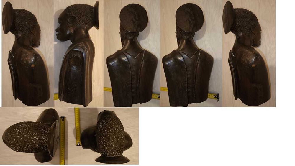 Conjunto de bustos africanos em pau preto e pau rosa