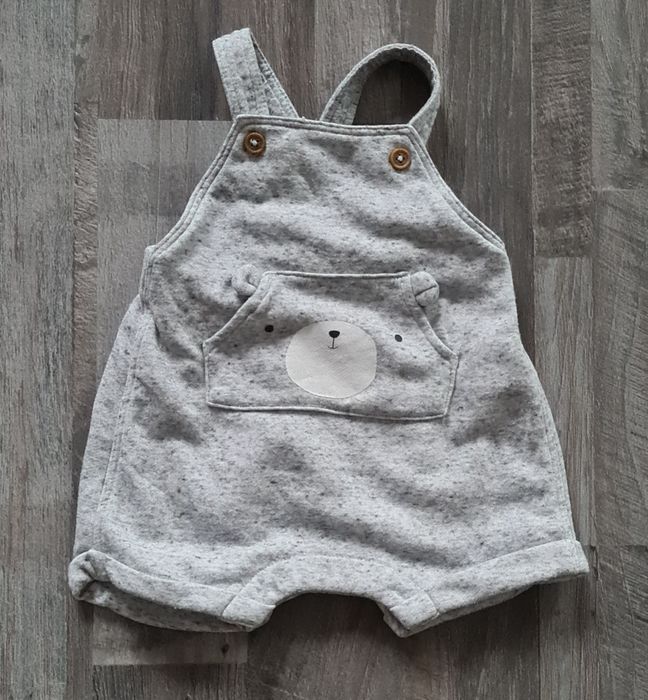 Ogrodniczki krótkie spodenki na szelkach letnie miś H&M rozm 62