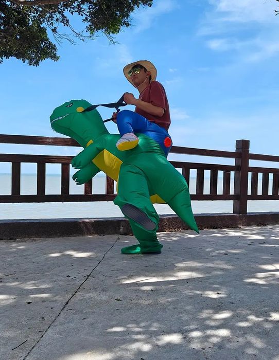 Надувний костюм динозавра дорослий. Реквізит. Косплей. Хелловін. Пранк