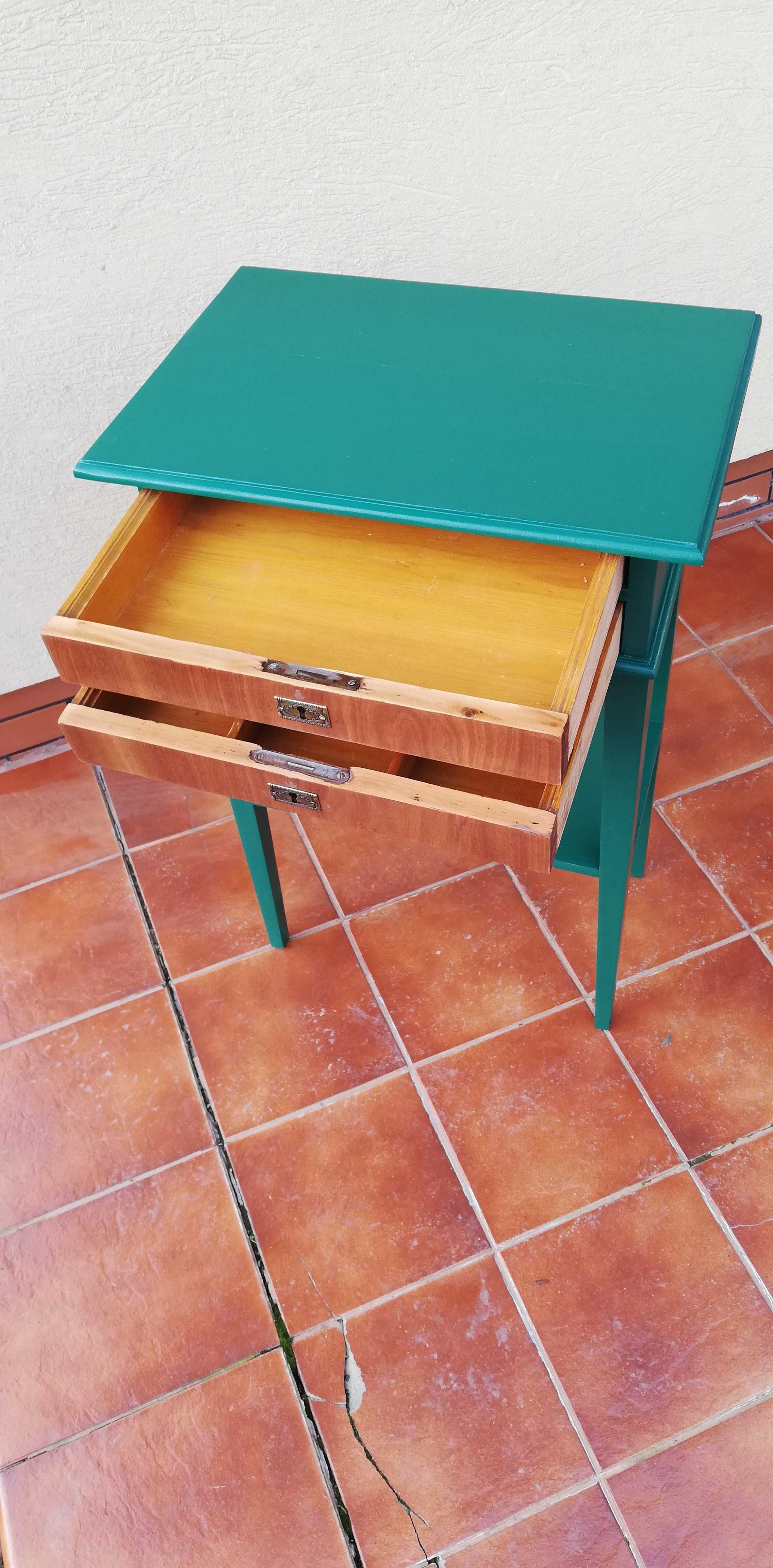Szafka z szufladami art deco słupek stolik komoda półki zielona antyk