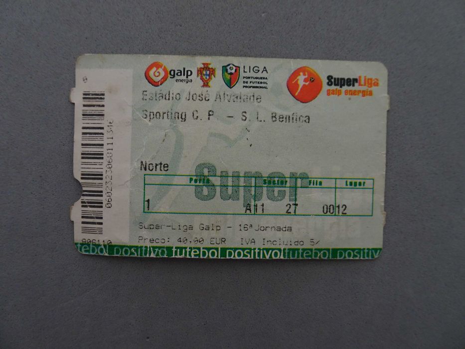 Bilhete futebol Sporting Benfica