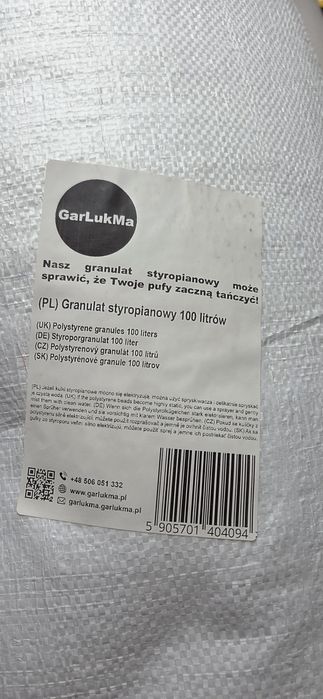 Granulat styropianowy 100 litrów do wypełnienia pufy