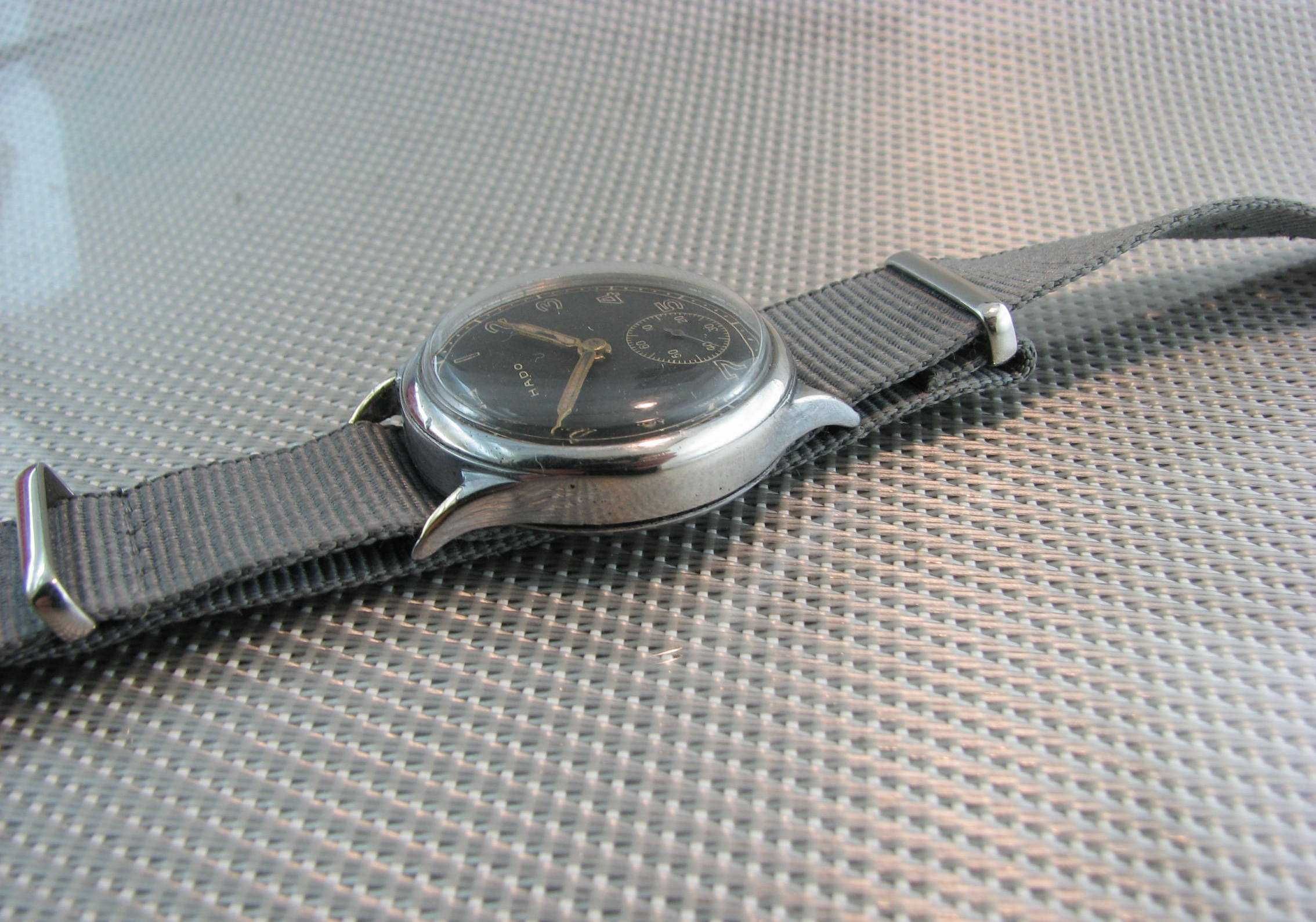 Wojskowy WW2 zegarek HADO  AS, 15 Jewels, Incabloc. Swiss.