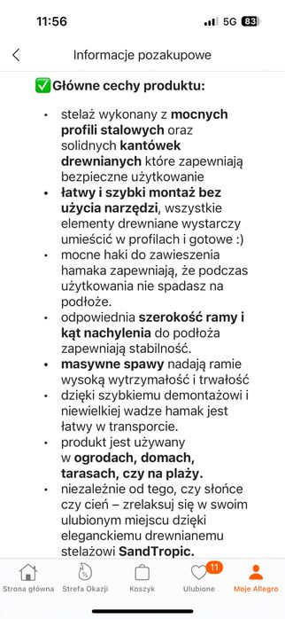 Stelaż drewniany do hamaka 220 kg