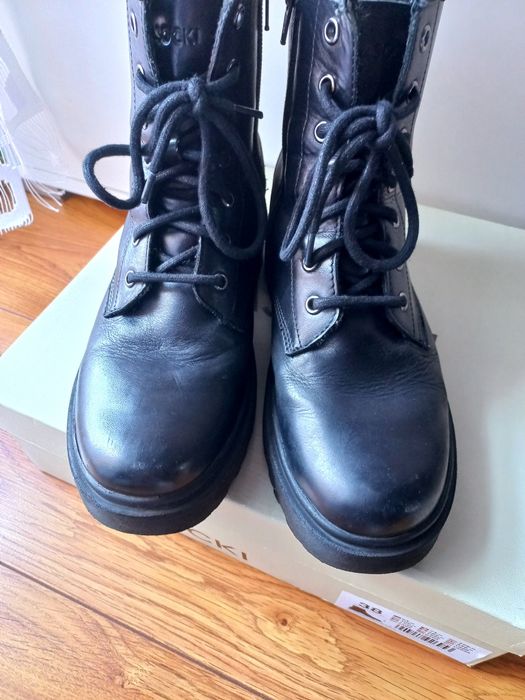 Lasocki skórzane trzewiki 38 skóra naturalna botki kozaki trapery