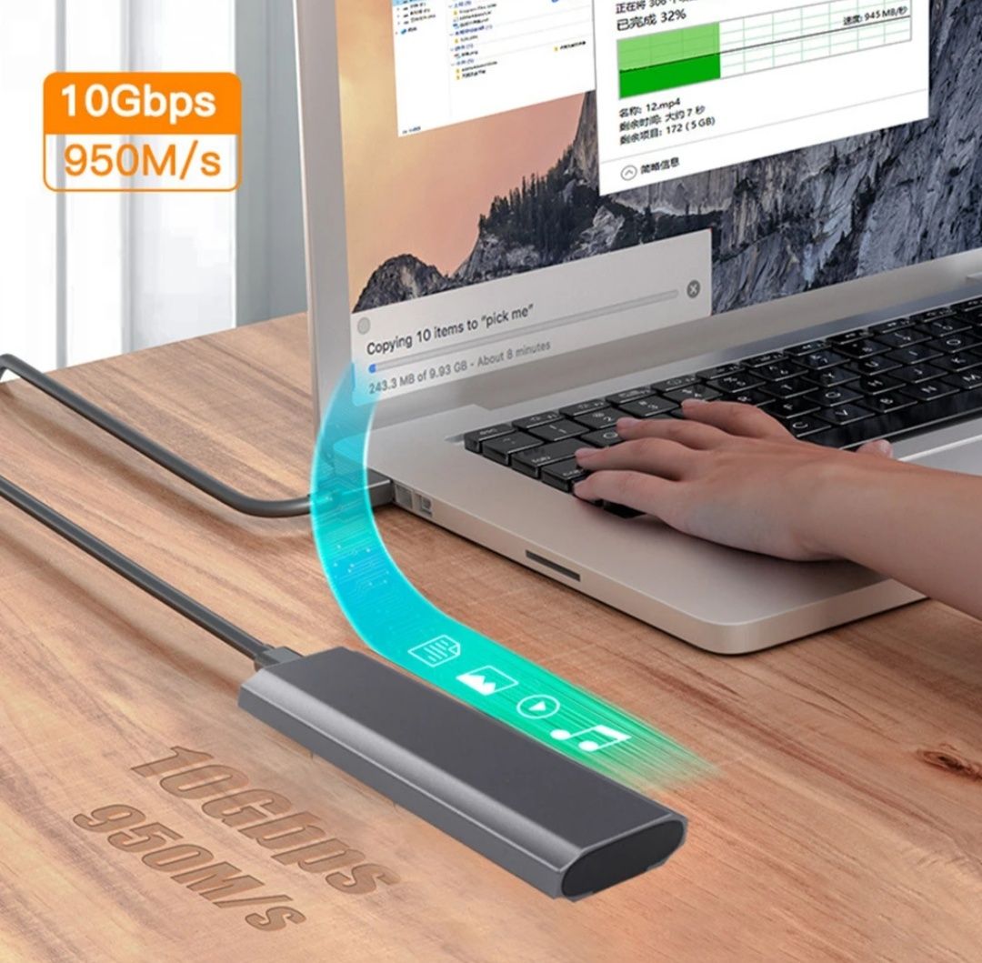 SSD NVMe M2 универсальный USB карман для всех размеров накопителей М2
