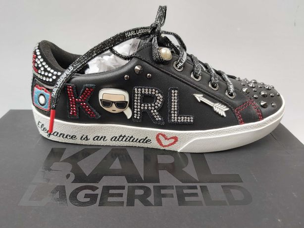 NOWE sneakersy KARL LAGERFELD buty czarne jewel badge rozmiar 36