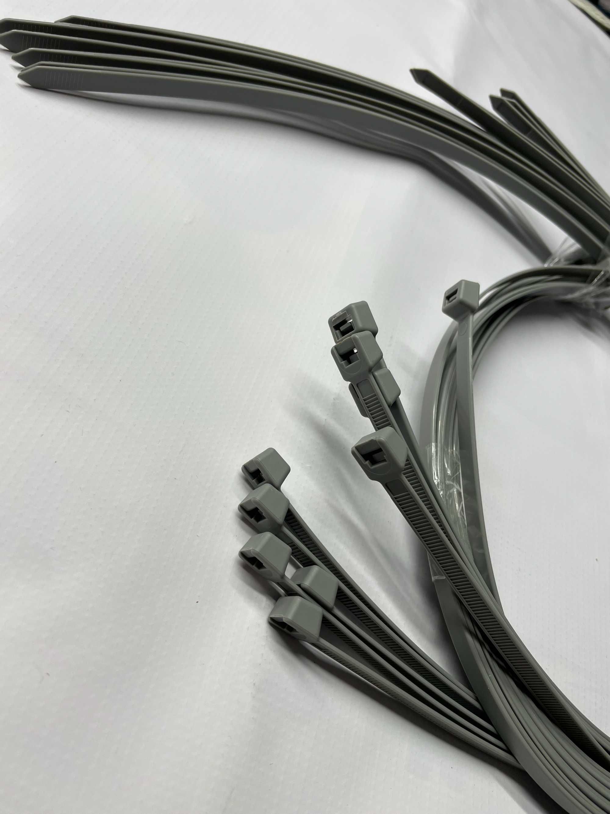 Szare opaski kablowe, bardzo długie krawaty 9 mm x 750 mm 10szt