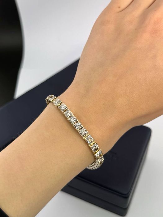 Тенісний браслет з діамантами 16.0ct  Жовте золото 750 проба -