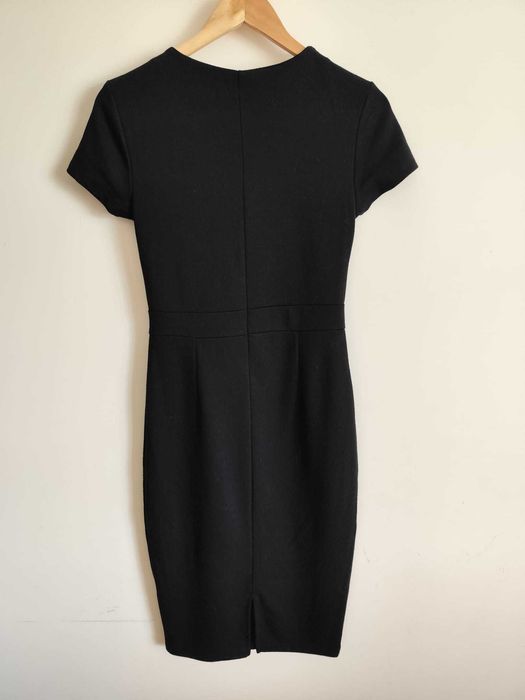 Sukienka czarna XS S tuba krótki rękaw ołówkowa dopasowana