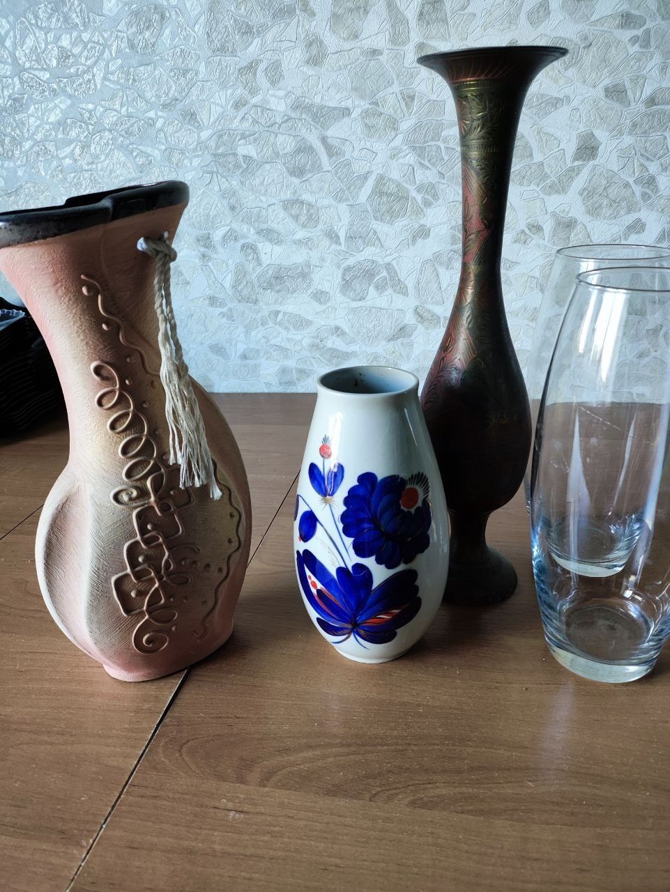 Вазы стекло, латунь (Индия), кобальт Полонное
