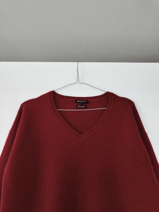 Sweter Massimo dutti 34 XS bordowy burgundowy kaszmirowy dekolt V