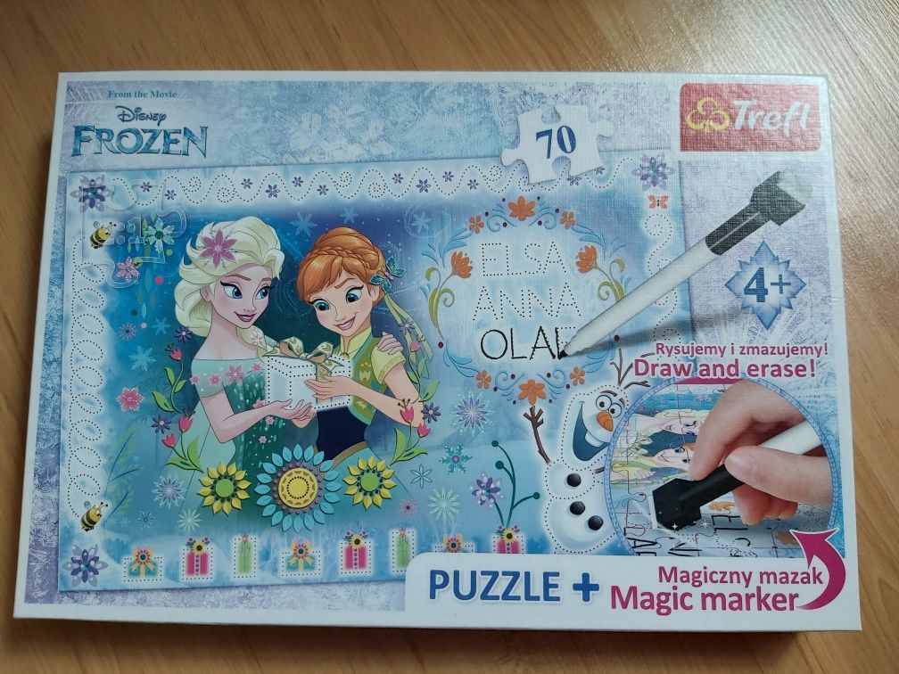 Puzzle Kraina Lodu + magiczny mazak