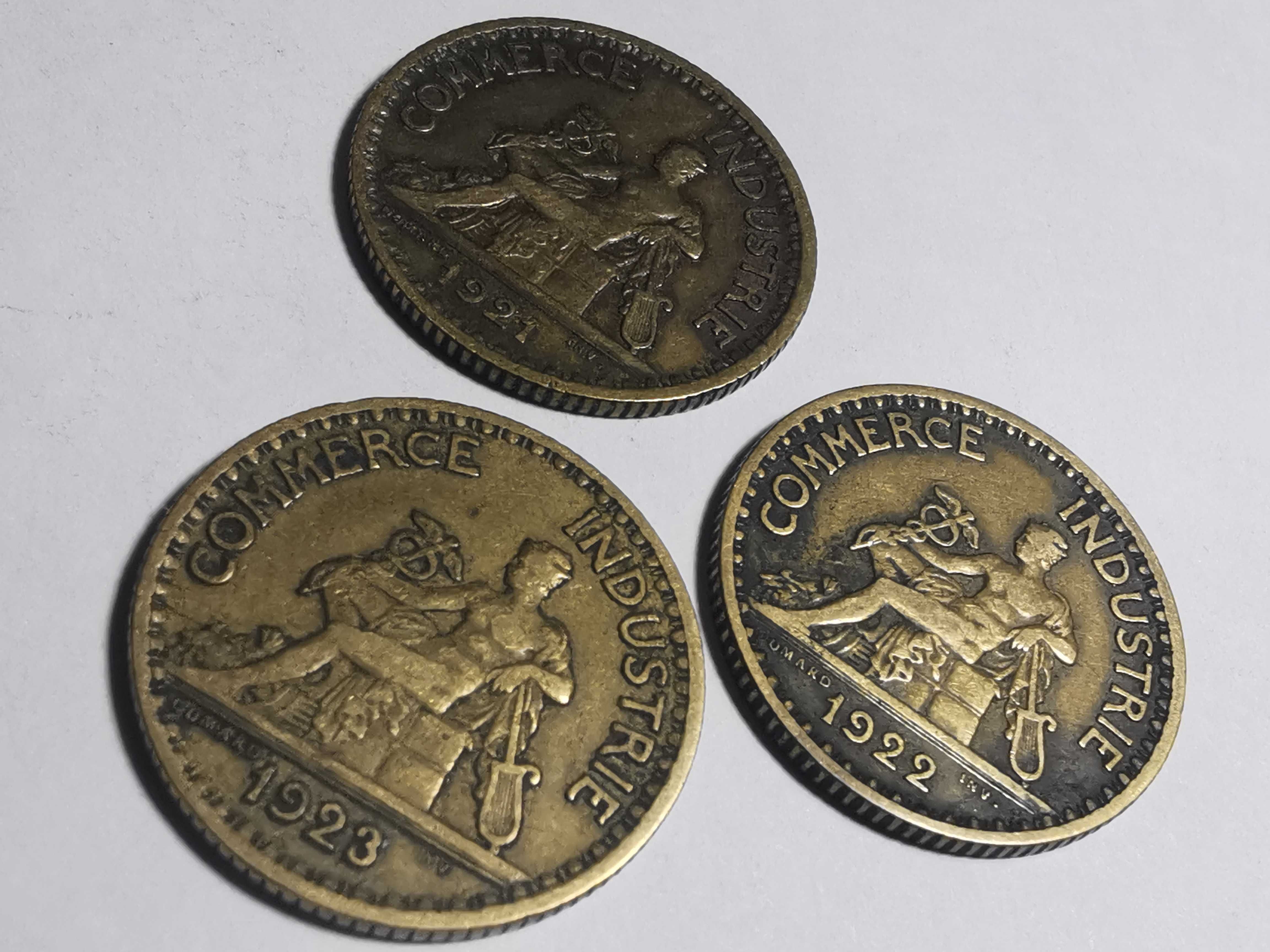 3x 1 frank 1921-23r. Chambres de Commerce - Francja, bardzo ładne!