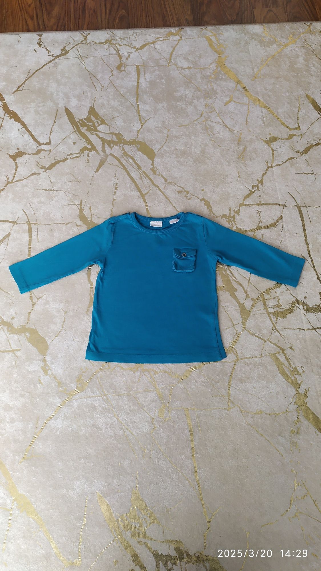 Bluzka morska z kieszonką z długimi rękawami, r. 82, Zara Baby Boy