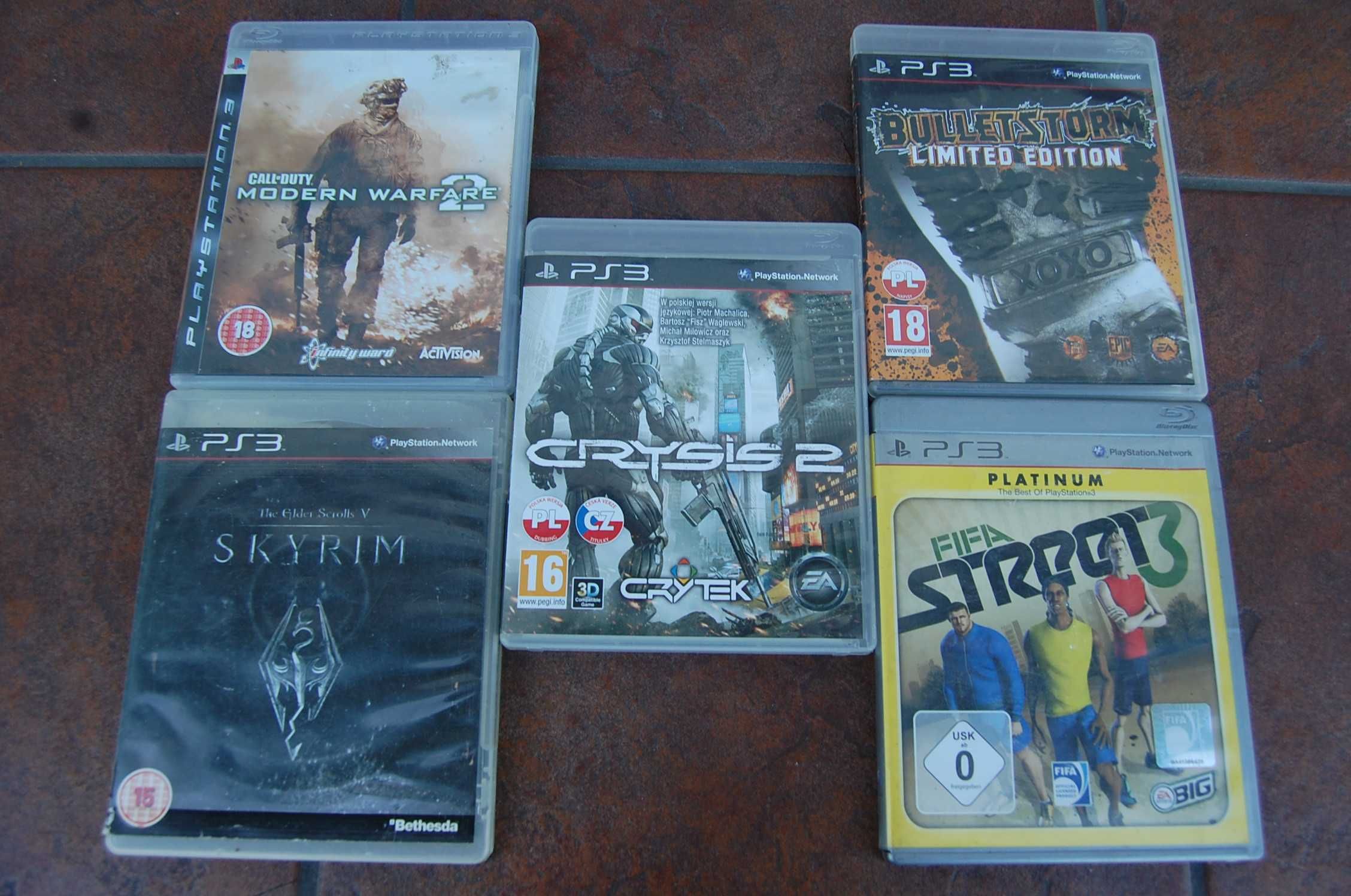 Zestaw gier PS3 Call of Duty/Skyrim/Fifa/Bullet Storm/Crysis 2