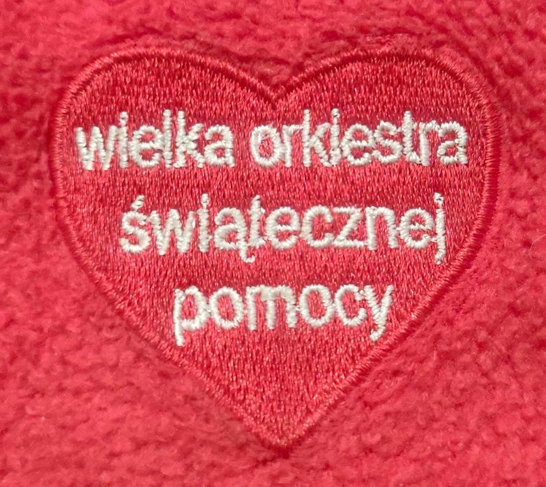 Czapka zimowa z polaru w kolorze czerwonym z pomponem z logo WOŚP