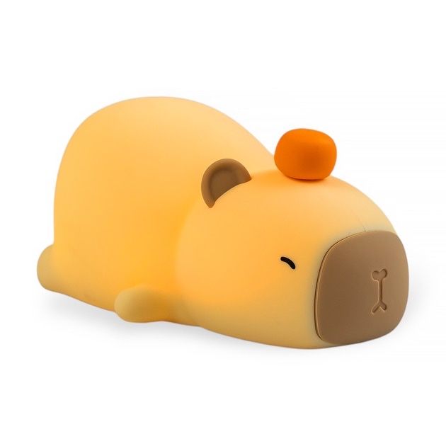 Силіконовий нічник з таймером, що лежить Kaktus Капібара 7х5х14,5 см