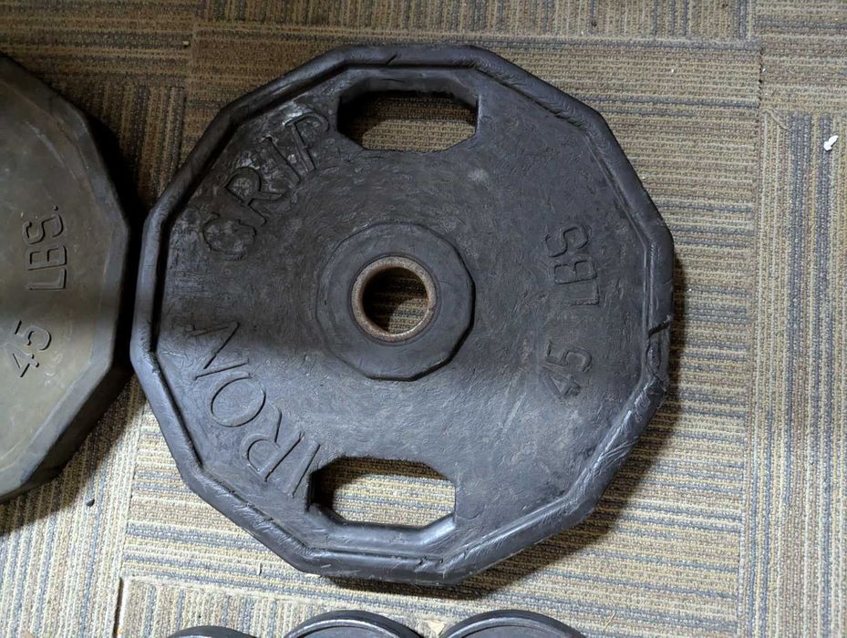 Бамперні обрезинені диски Iron Grip 2×45lb + 5 дисків по 5lb