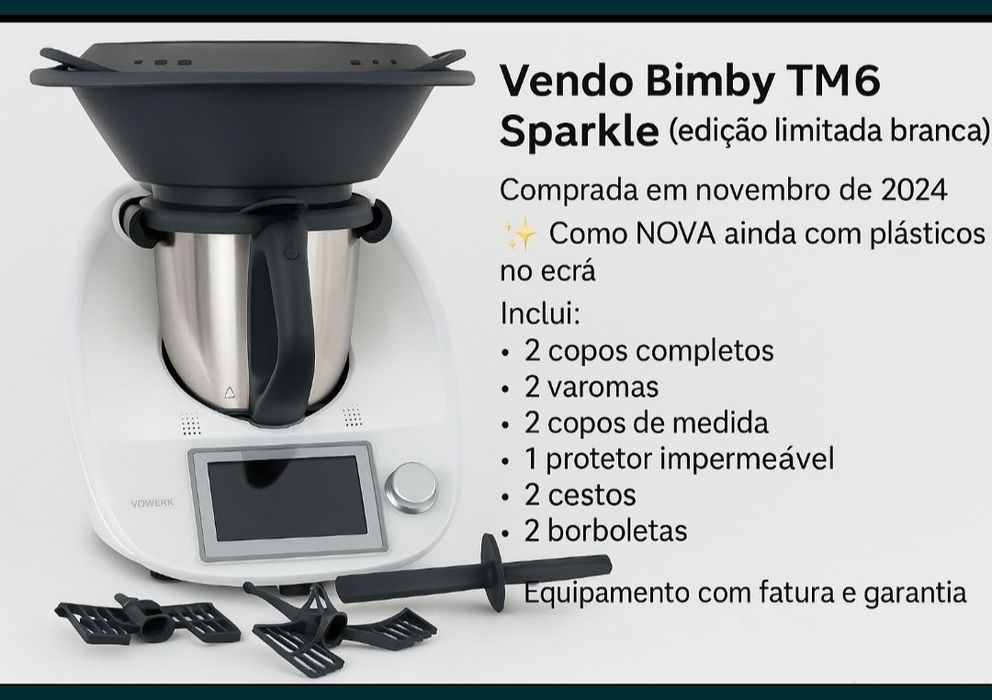 Vendo Bimby TM6 Sparkle Como NOVA, fatura c garantia ainda c plásticos