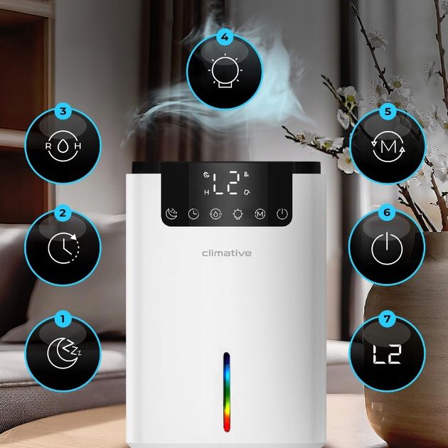 Осушувач повітря Dehumidifier D2. 2л 38 дБ таймер дисплей Білий