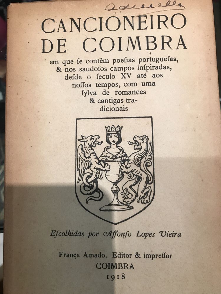 Cancioneiro de Coimbra-mto antigo 1918-Afonso L Vieira