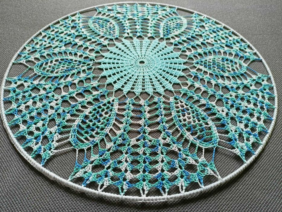 Niebiesko - biały łapacz snów 40 cm