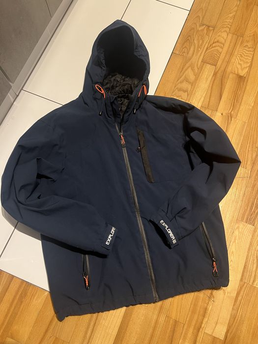 Granatowa ocieplona kurtka męska przeciwdeszczowa Explorer