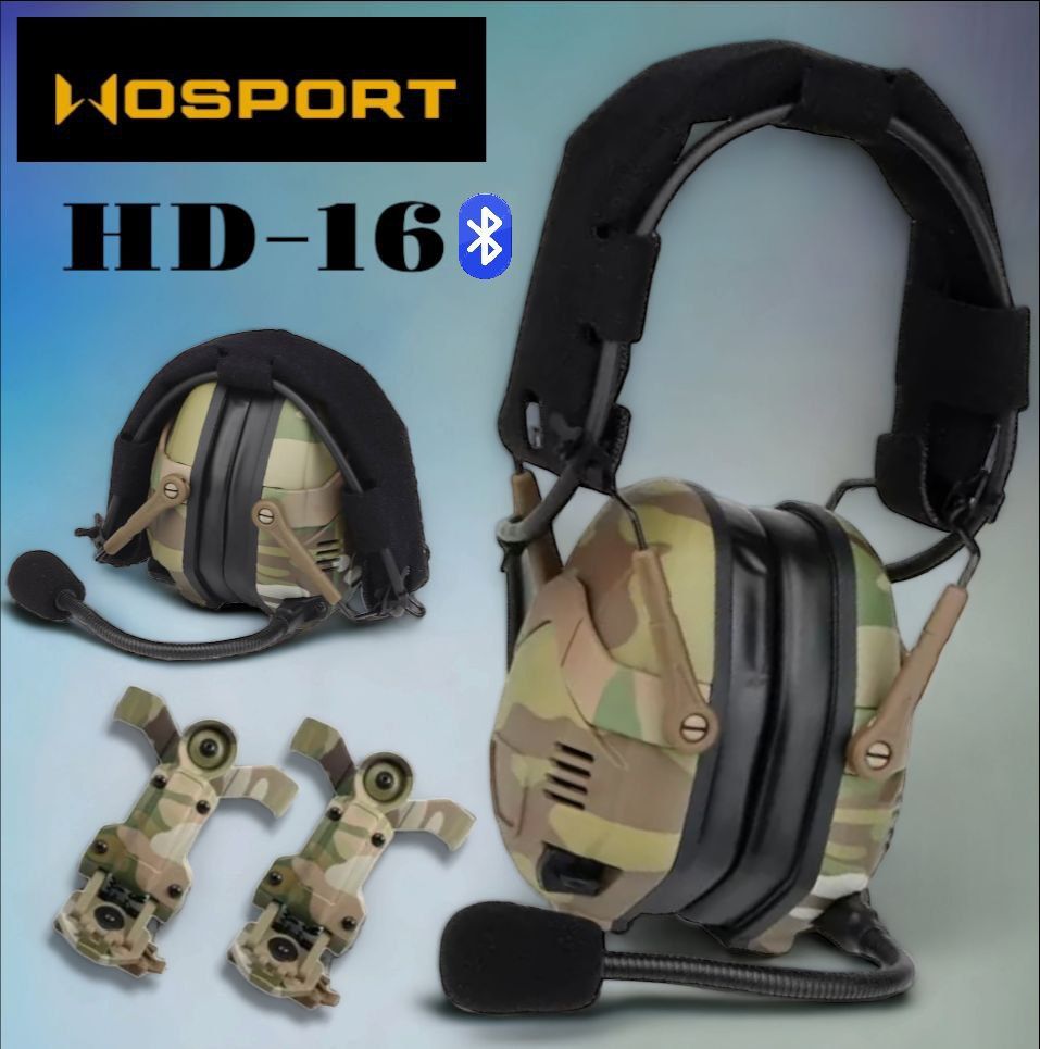 Активные тактические наушники (гарнитура) Wosport HD-16 с Bluetooth