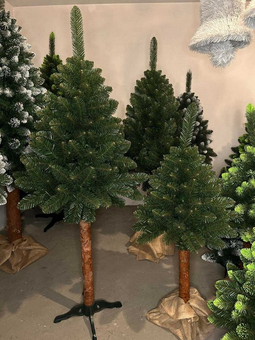 NOWA choinka sztuczna na pniu 180cm sosna z białymi końcówkami 180cm