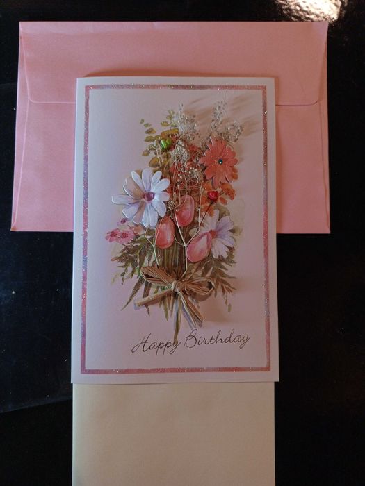 Открытки ручной работы флористические цветы с конвертом 14 на 21 см.