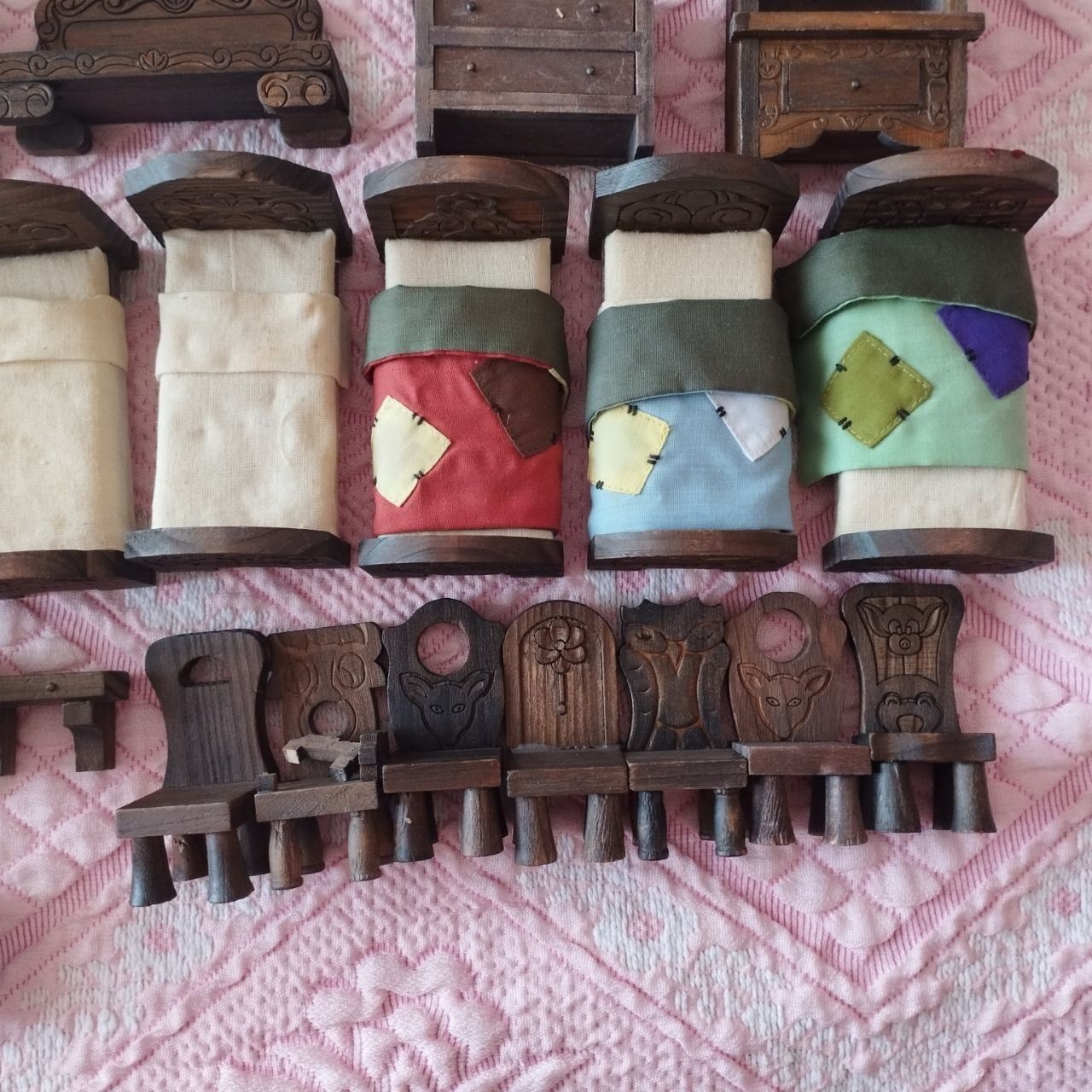 Brinquedos mobília casa de brincar branca de neve e os 7 anões
