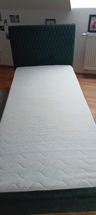 Łóżko tapicerowane pojedyncze 90x200 butelkowa zieleń