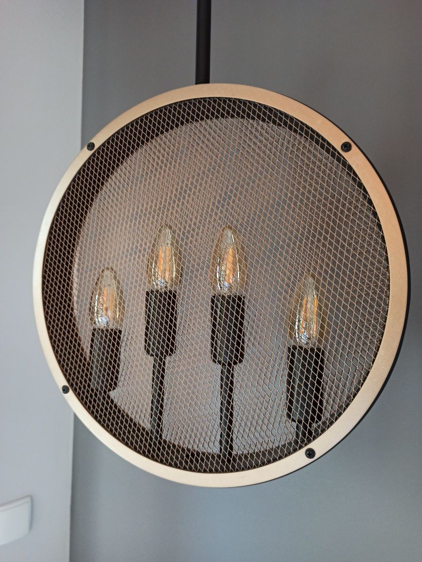 Lampa wisząca retro czarny złoty miedziany + 4x żarówka LED E14