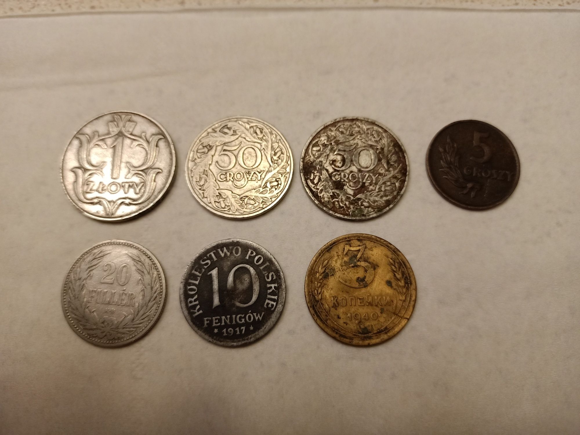 Zestaw 7 starych monet