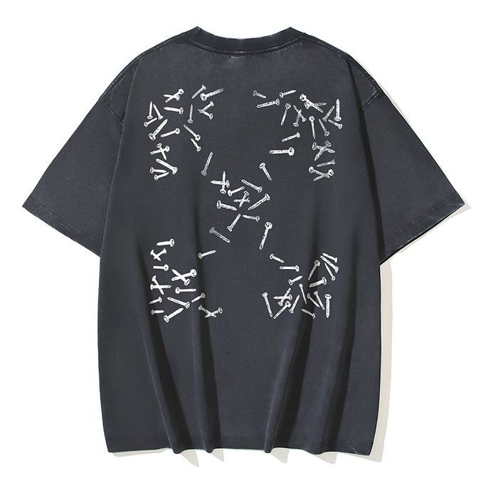 OFF-white футболка мужская с гвоздями гвозди черная варенка оверсайз