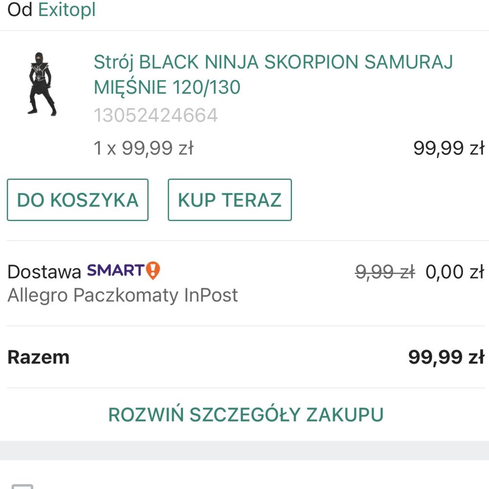 Strój ninja skorpion samuraj 120/130