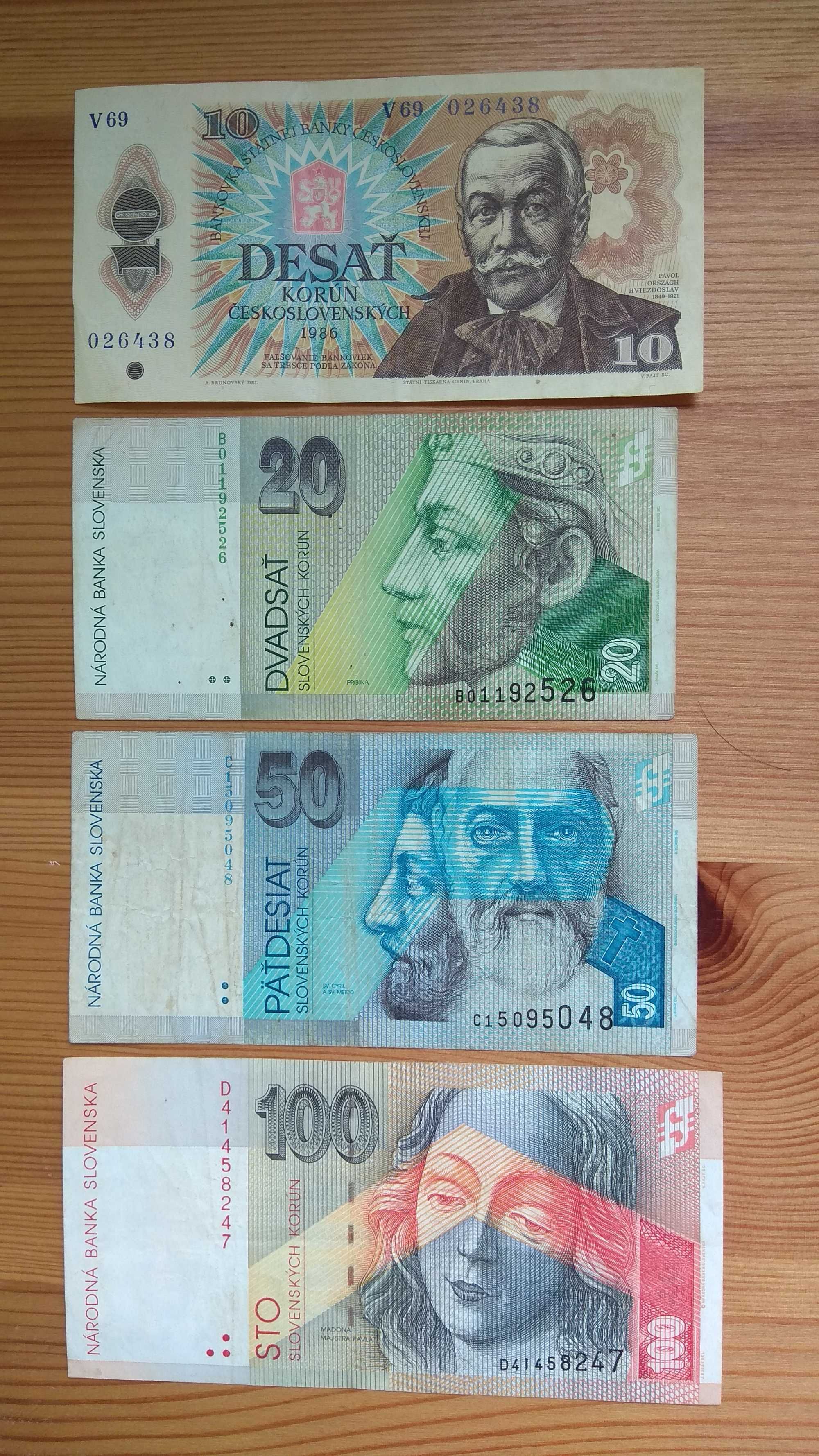 zestaw oryginalnych banknotów Czechosłowacja