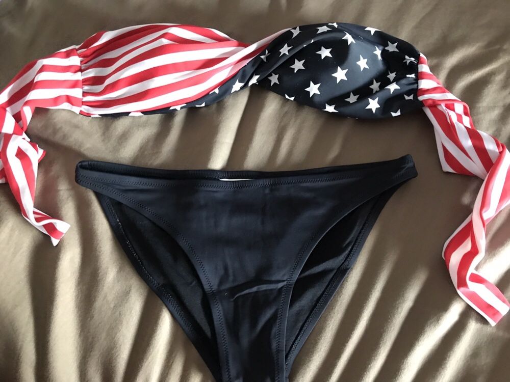 Flaga USA kolor czarny M bikini strój kąpielowy