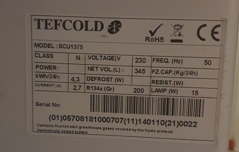 Szafa chłodnicza chłodziarka lodówka TEFCOLD SCU 1375