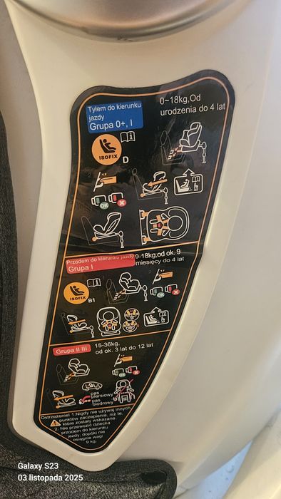 Fotelik samochodowy Isofix, obrotowy