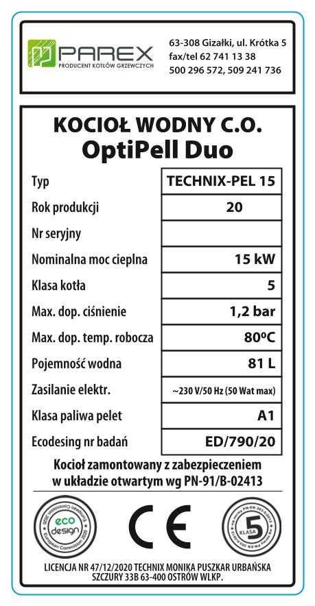 Kocioł Piec C.O. z podajnikiem Pellet 15kW 5 klasa Dotacje