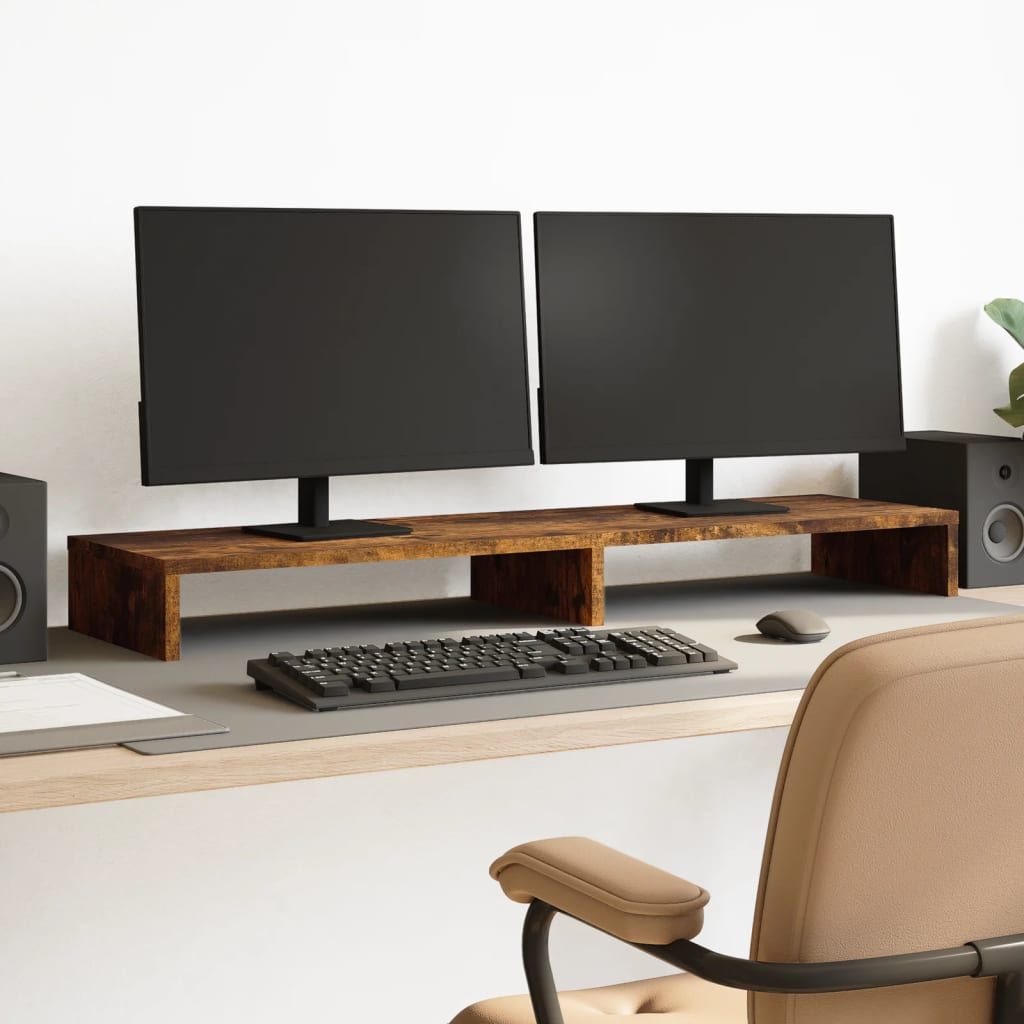 Vidaxl Podstawka Pod Monitor, Przydymiony Dąb, 100X27X10 Cm
