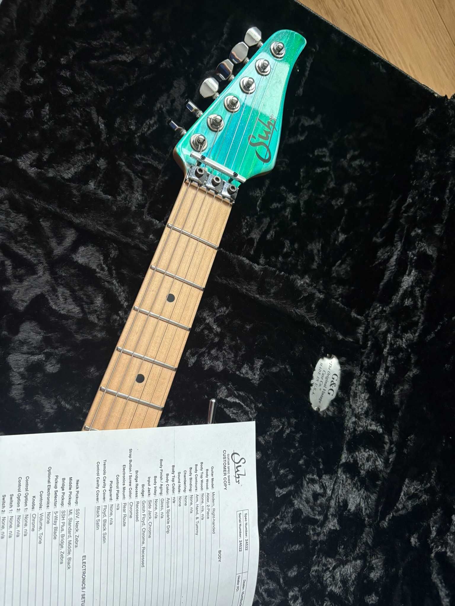 Suhr Custom Modern Aqua Sparkle Drip 2014
