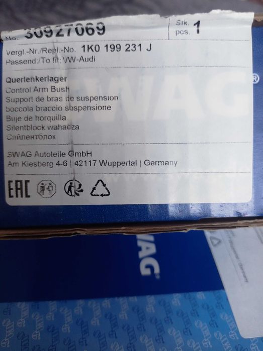 2x Tuleje wahacza SWAG PRZÓD L+P do AUDI, SEAT, SKODA, VW A3, A3 8P