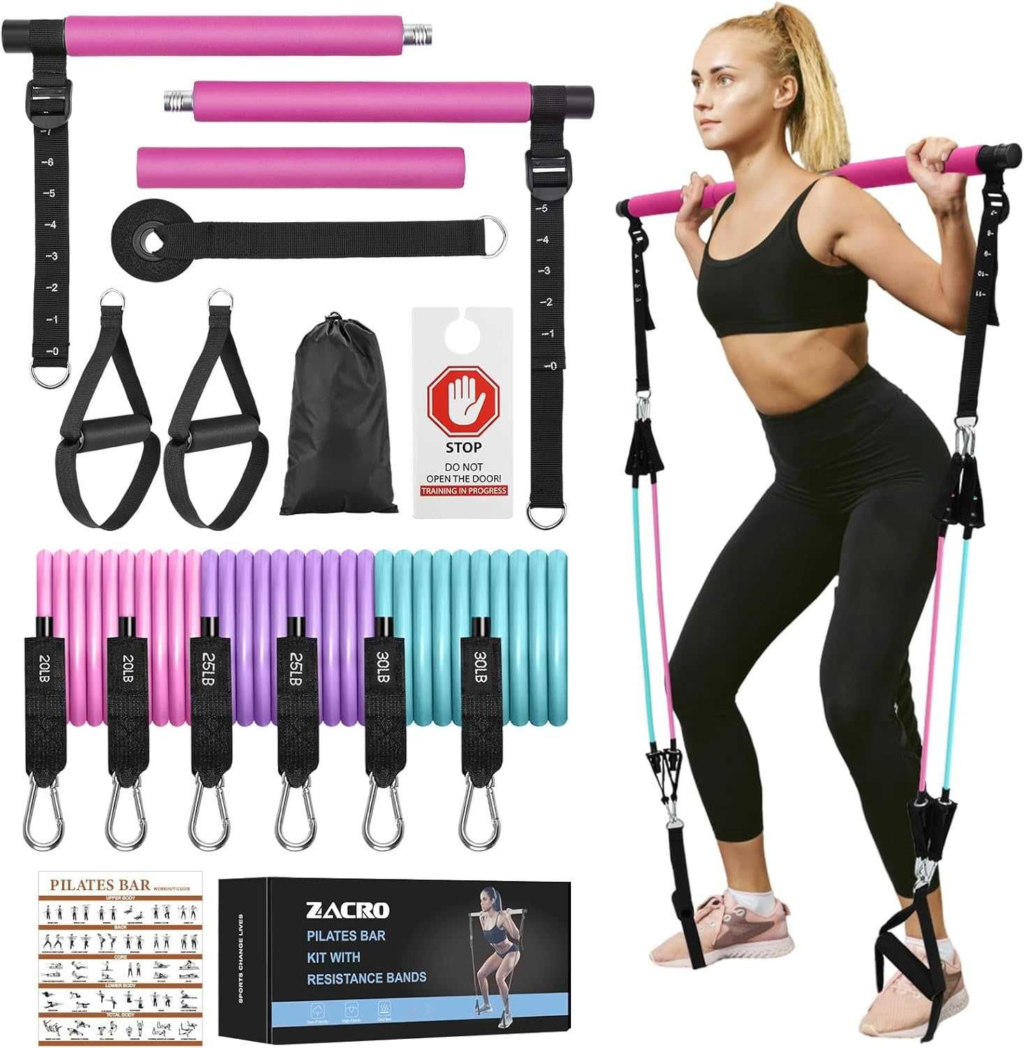 Zestaw drążków do ćwiczeń Pilates Zacro - BLACK