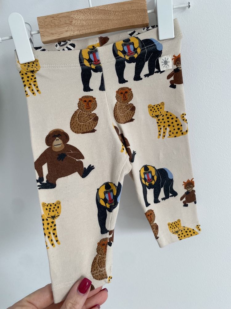 Legginsy lindex małpy leopardy 56 beżowe brązowe